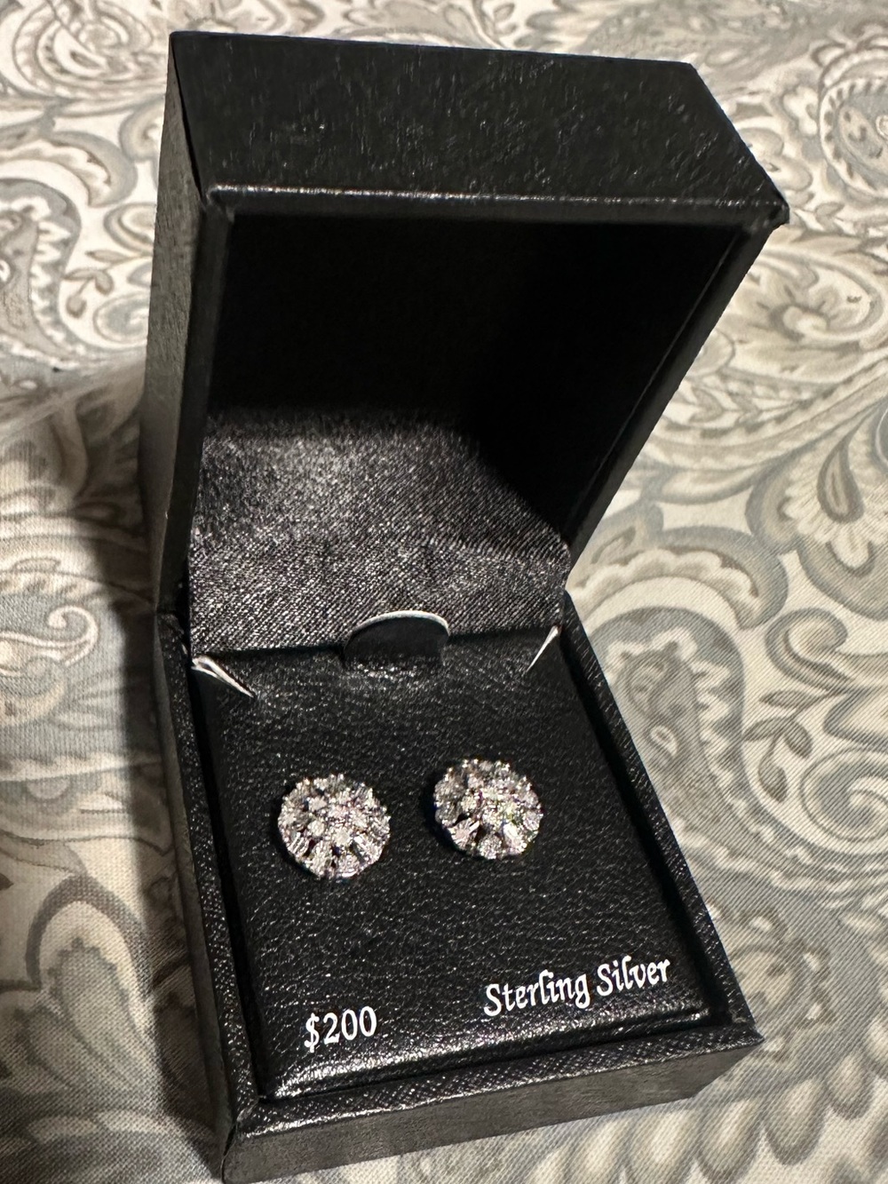 Macy's Sterling Silver Sparkling White Crystal Cluster Stud Earrings
